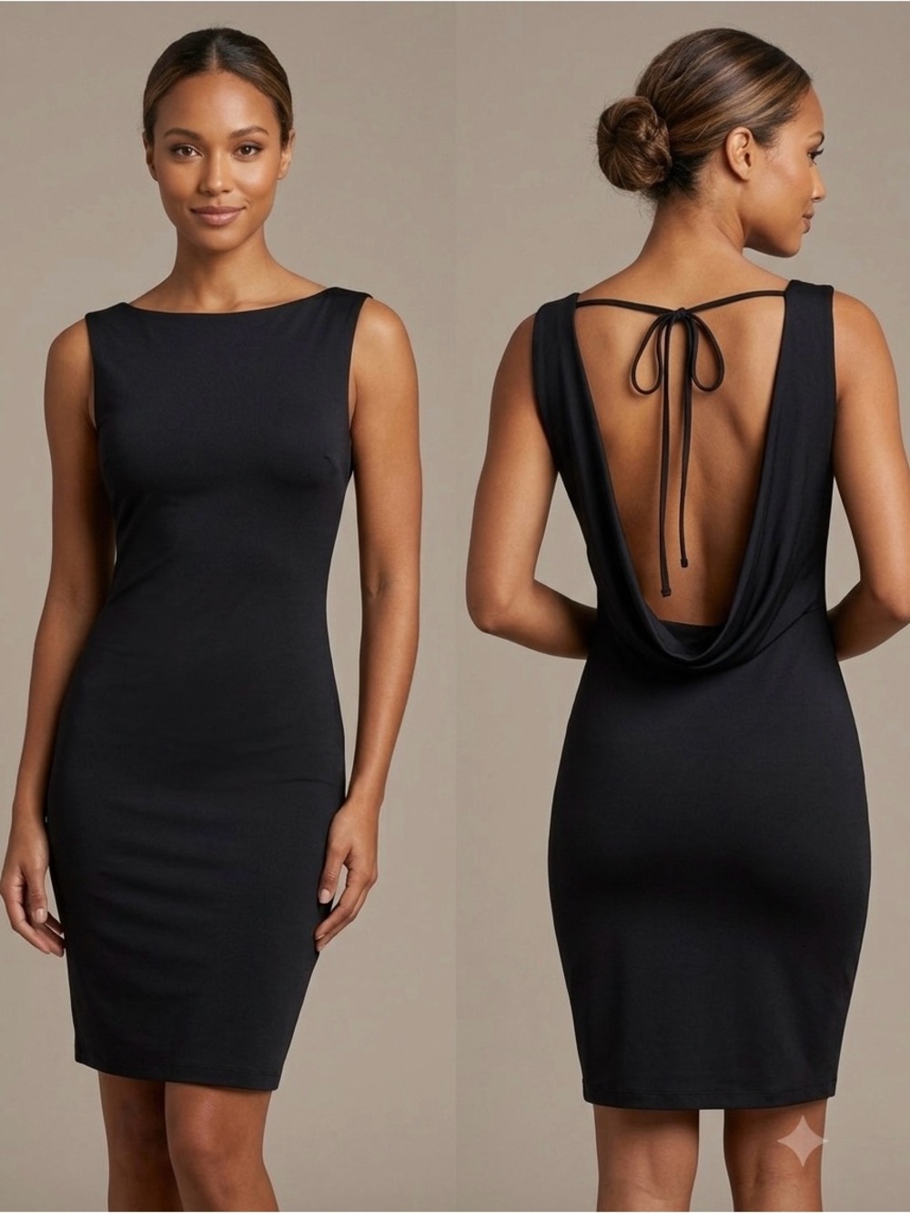 Princess Polly Black Backless Cowl-Back Sheath Dress